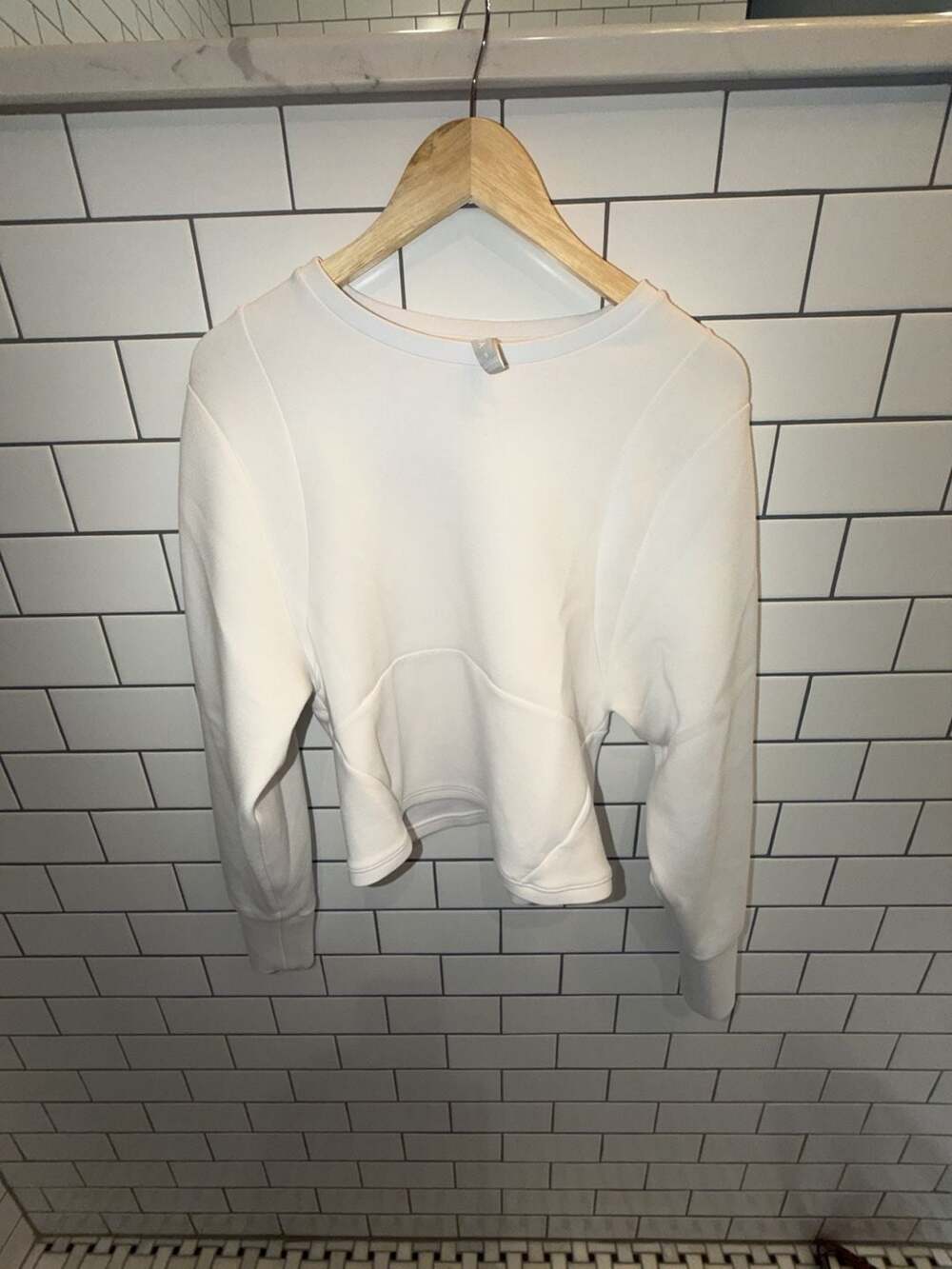 Athleta Sculpted White Crewneck Performance Sweatshirt